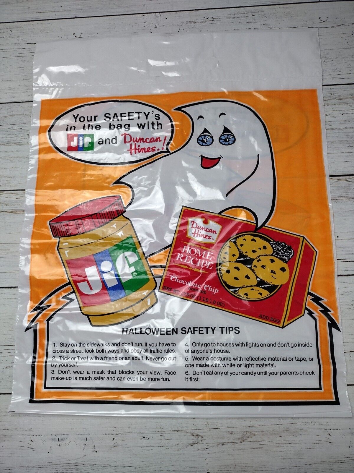 Vintage Halloween Trick Or Treat Bag Trippy Ghost Duncan Hines Jif 90s