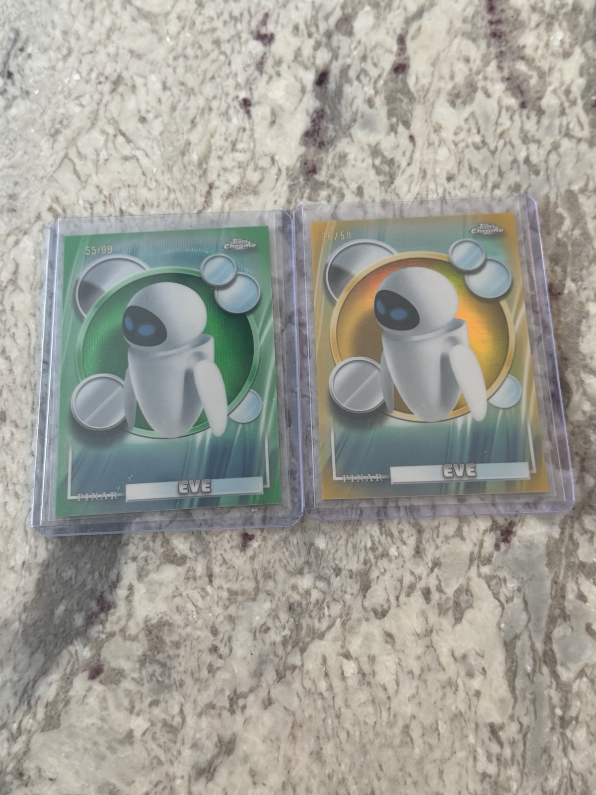 2026 Topps Disney Chrome EVE Numbered Refractor Lot Gold /50 & Green /99 WALL-E