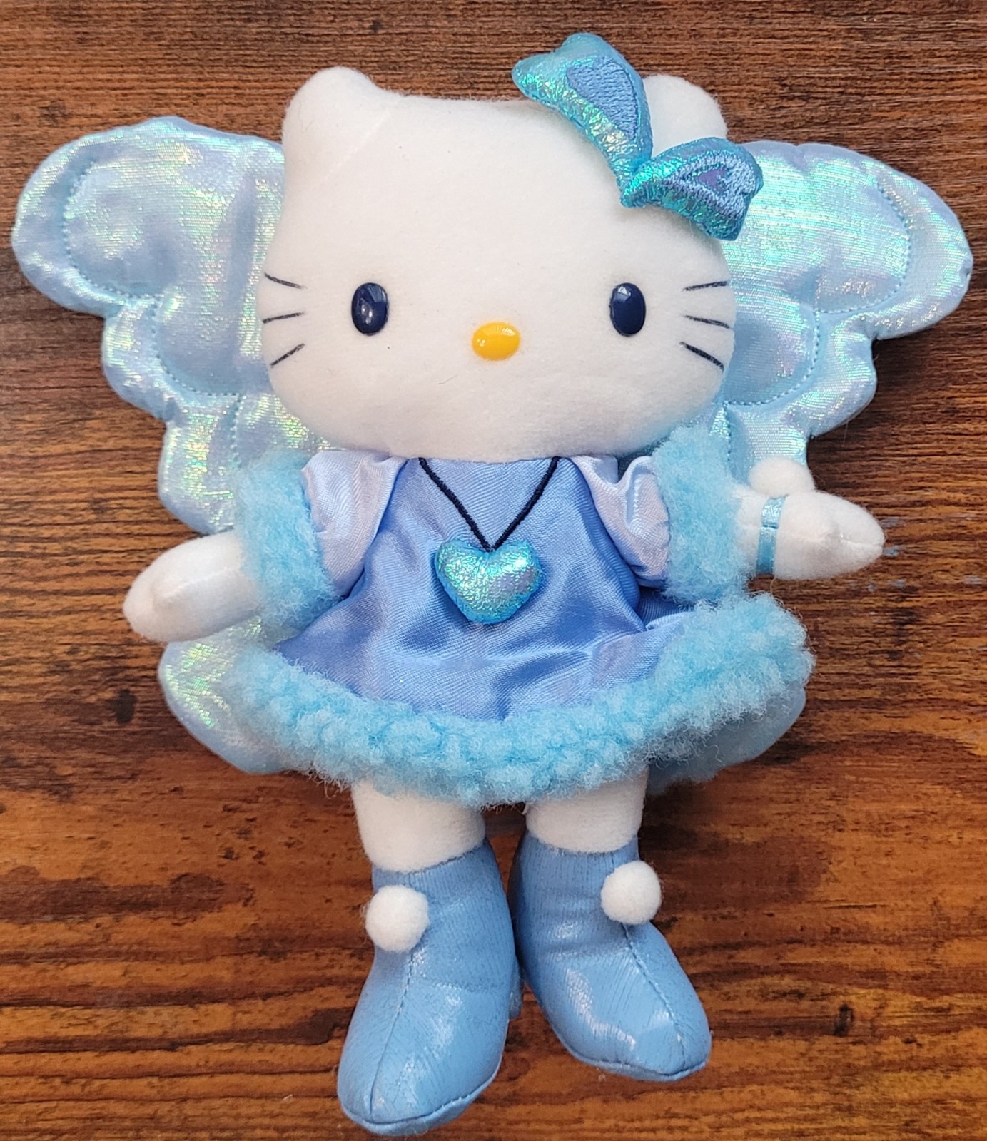Vintage 2002 Hello Kitty Blue Angel Heart Dress Plush 8\