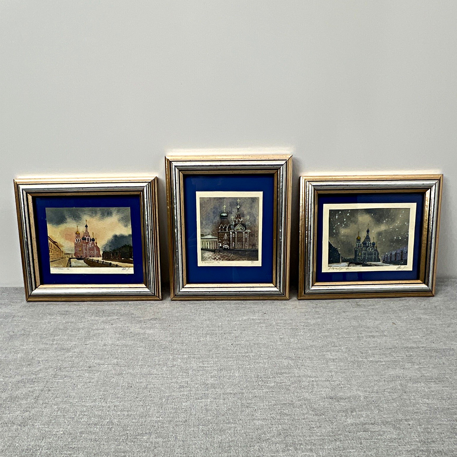 Original Mini Watercolor Set of 3 St Petersburg Russia Church Spilled Blood 