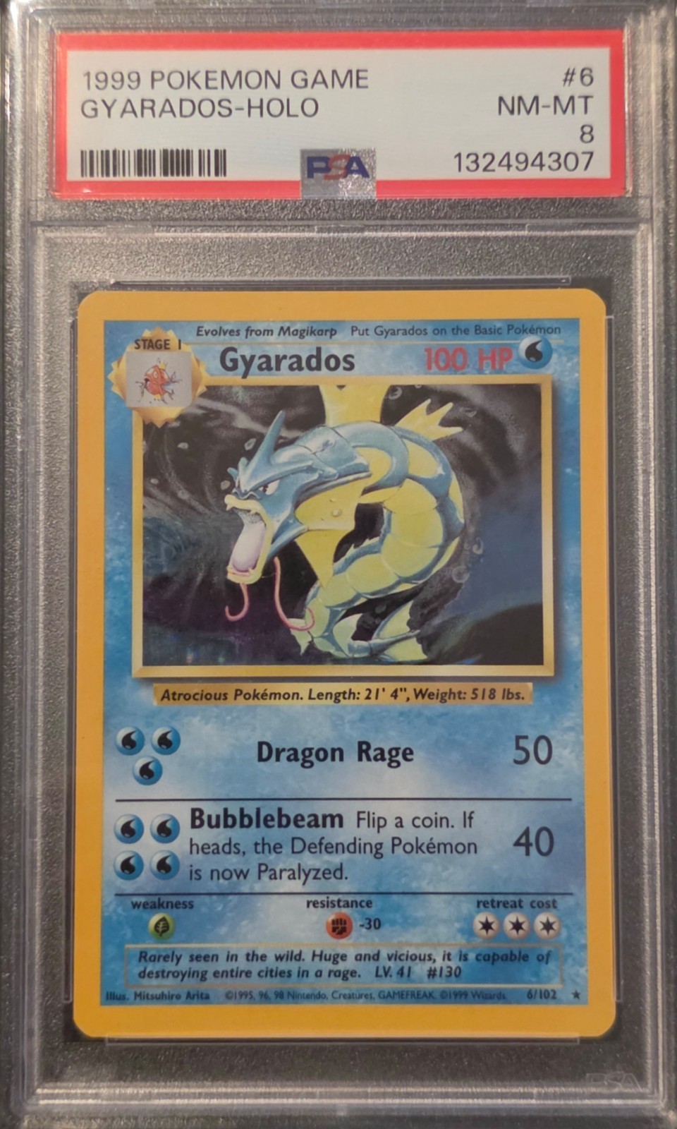 PSA 8 Gyarados Holo Base Set Unlimited 6/102 Pokemon
