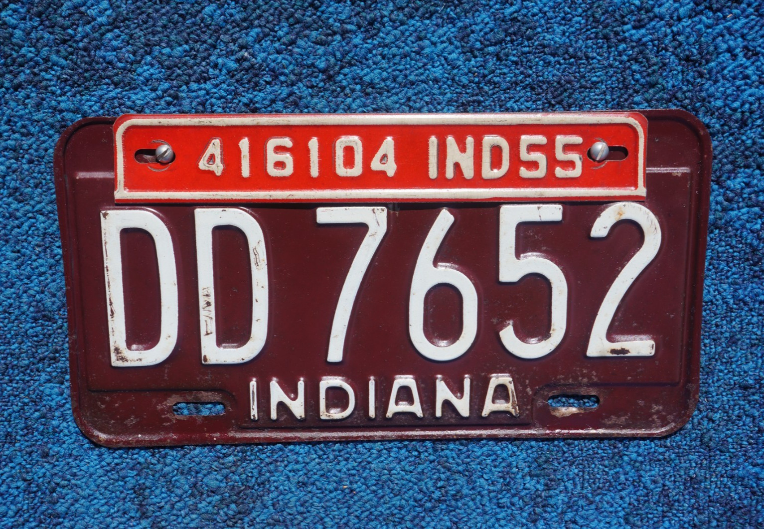 1954 1955 Indiana License Plate With Validation Tab