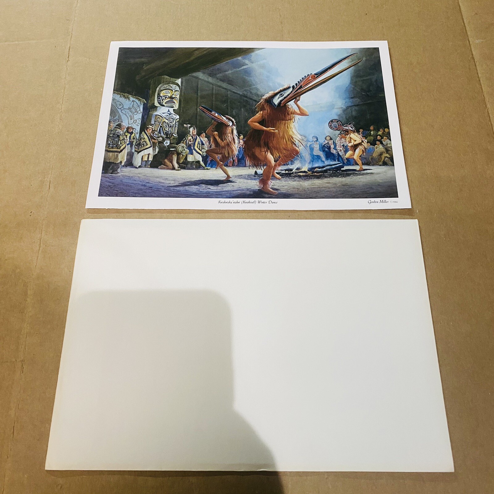 Vtg Kwakwaka\'wakw Winter Dance Note Card 9.5x6.5\ Vtg Kwakwaka\'wakw Winter Dance Note Card 9.5x6.5\