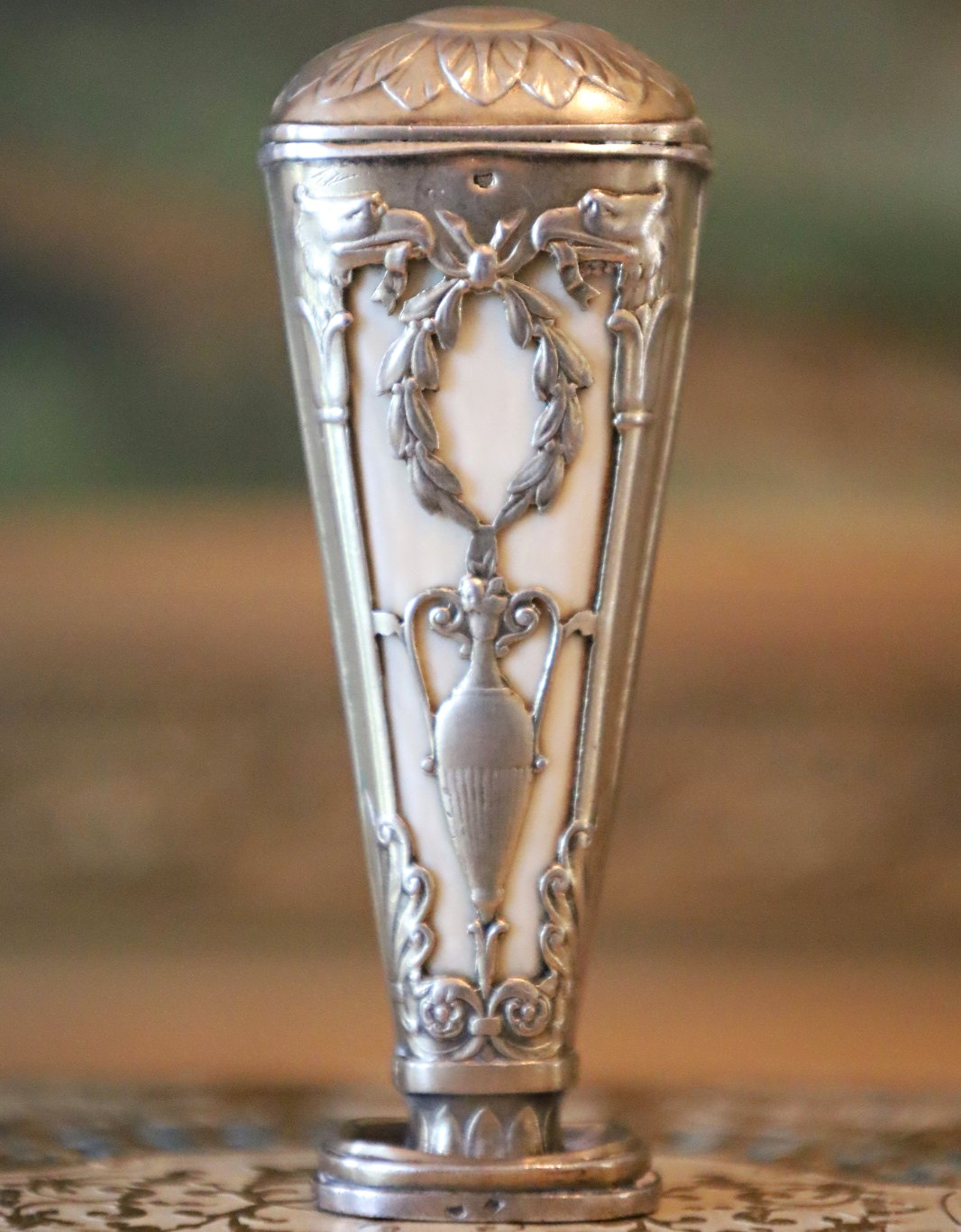 Antique FRENCH Ornate Metal Wax Seal Stamp Handle Monogram, Vase, Wreath, Eagle