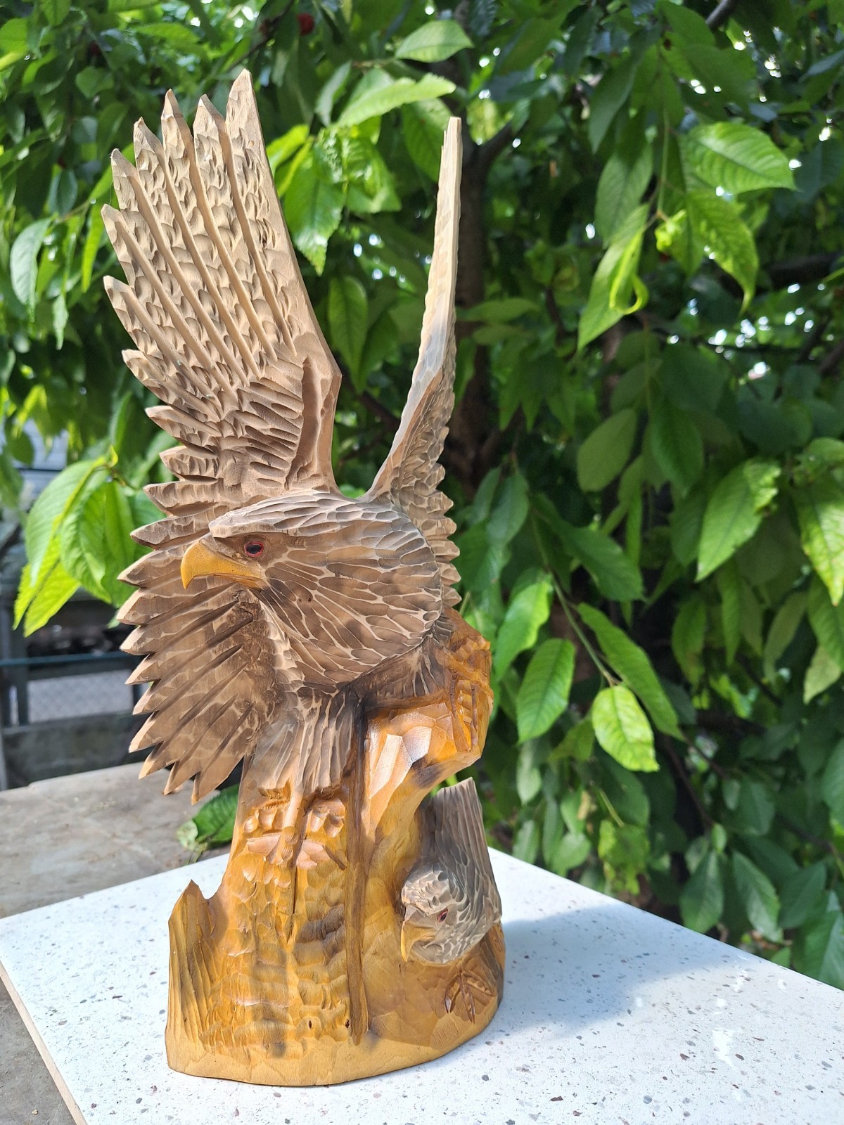 ORIGINAL Eagle Vintage Sculpture USSR Hand carved Home decor1970 Wooden figurin