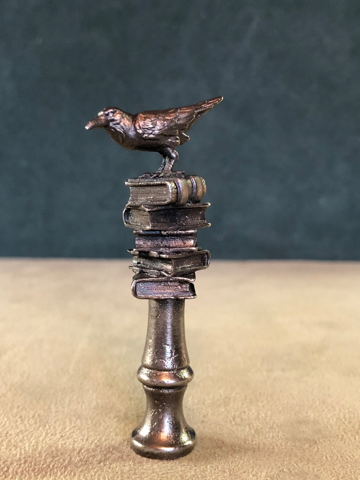 Raven On Stack Of Old Rare Edgar Allen Poe Books Pipe Tamper, Solid Fine Pewter Raven On Stack Of Old Rare Edgar Allen Poe Books Pipe Tamper, Solid Fine Pewter