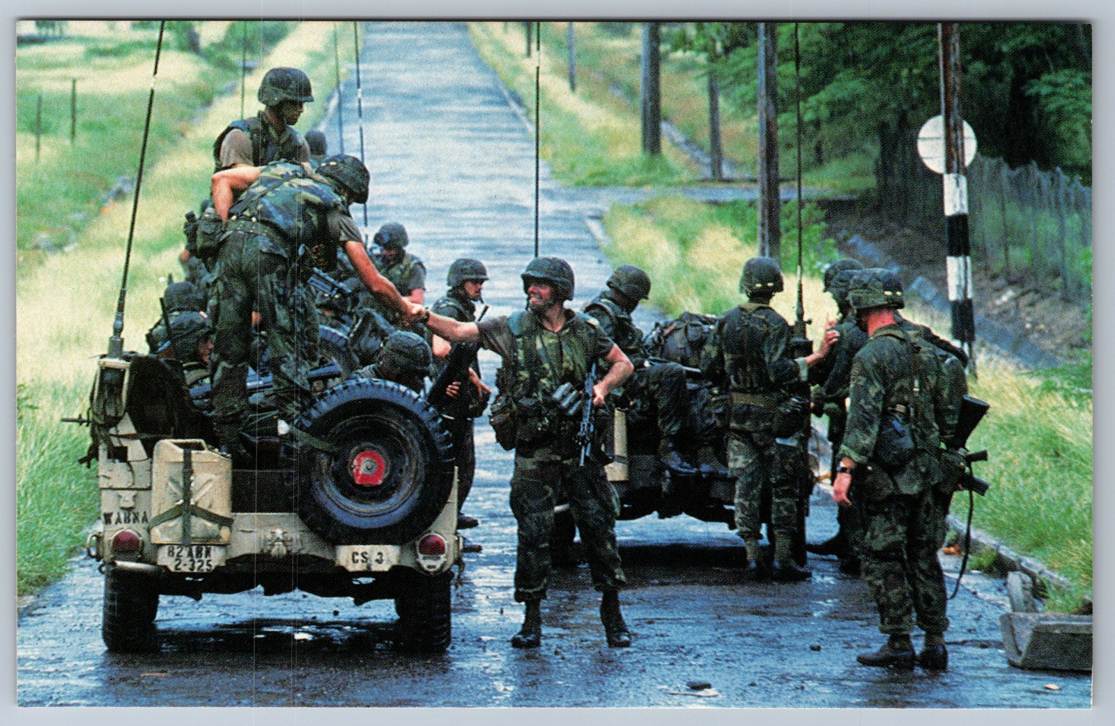 Grenada Invasion 1983 US Marines Postcard Reagan Round Series Coral-Lee Chrome