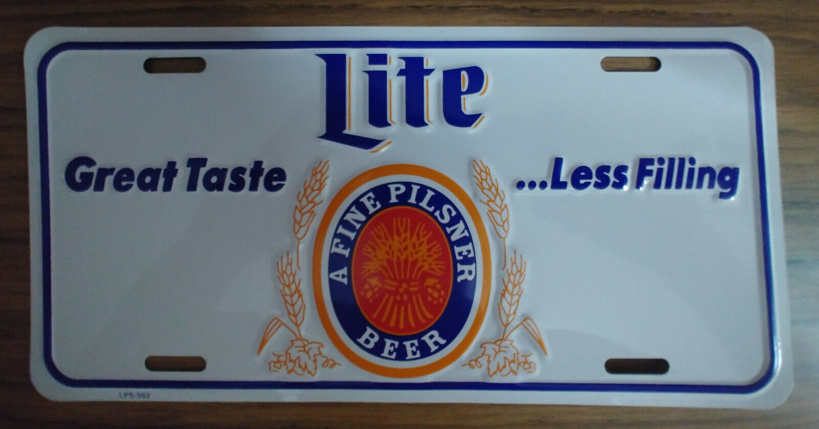 Vintage Miller License Plate Embossed Metal New Old Stock Lite Beer #502