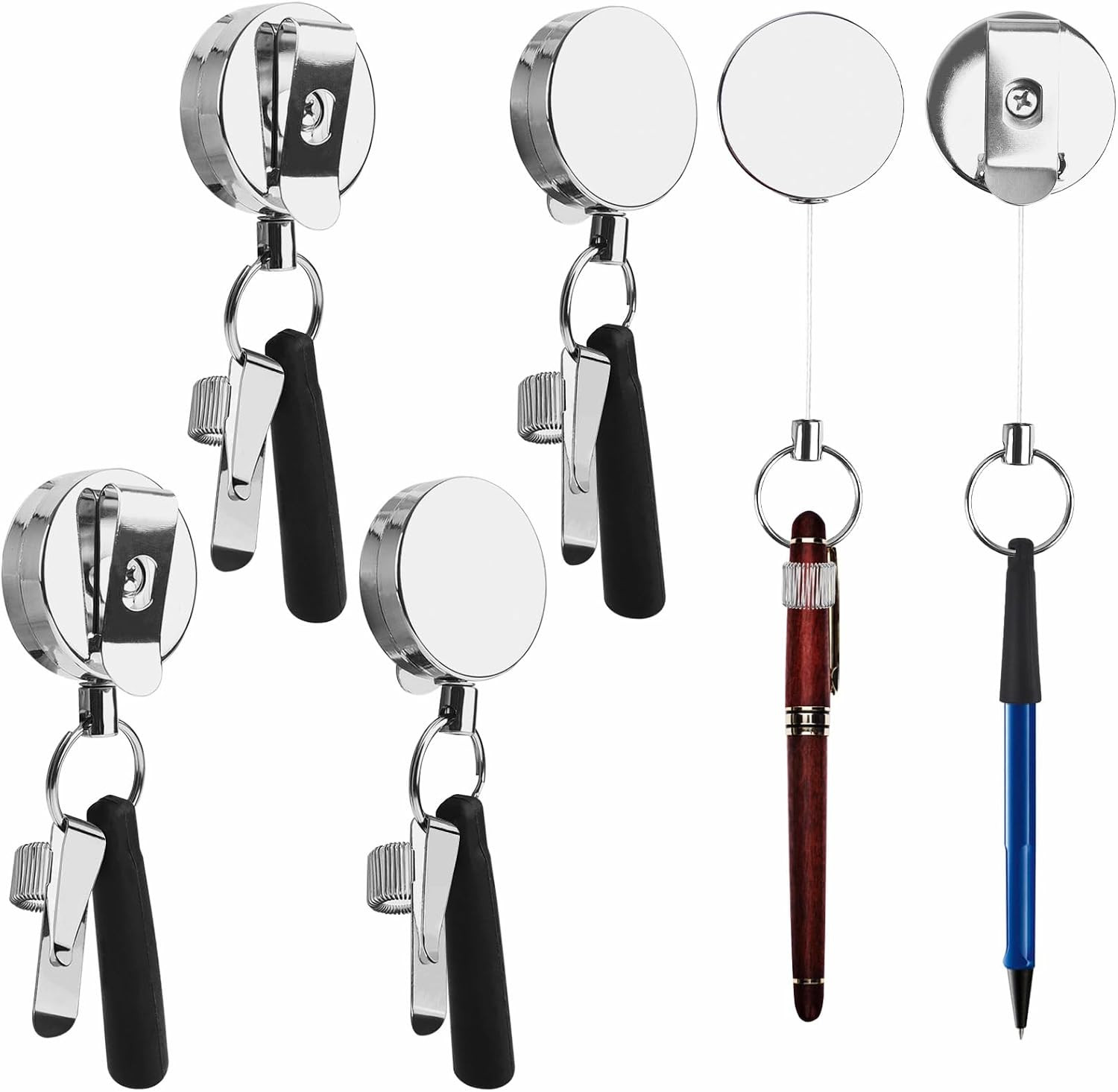 4Pcs Retractable Pull Pen Pencil Holder Heavy Duty Metal Pen Clip and Silicone