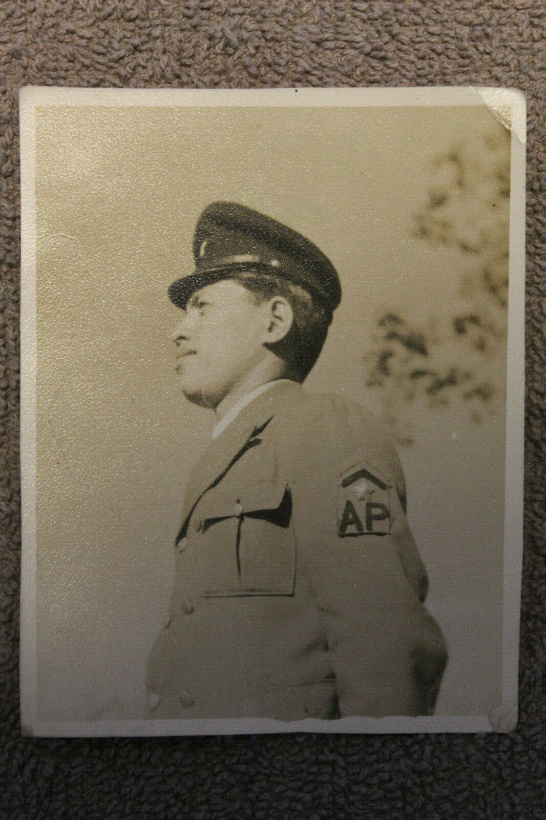 Original 1949 dated Photograph of a Japanese Army Military Policeman w/Note