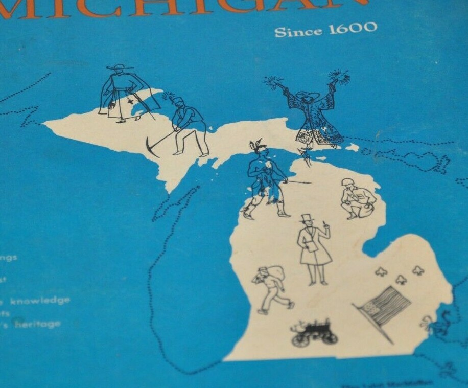 Michigan Folder 1600 Vintage Scenes 33 Line Drawings Elna Lahti MacMullan USA