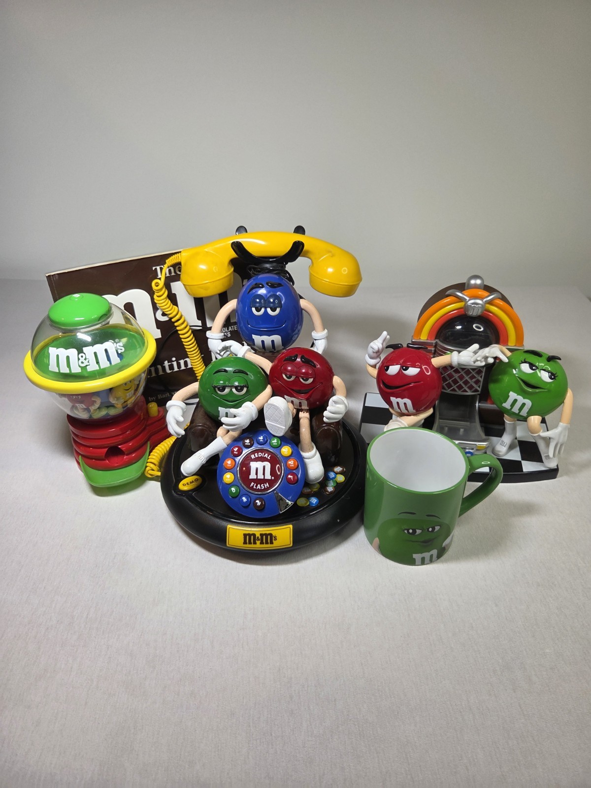 M & M  Bundle of Candy Dispensers Phone Cup and More Lot of 5 Total