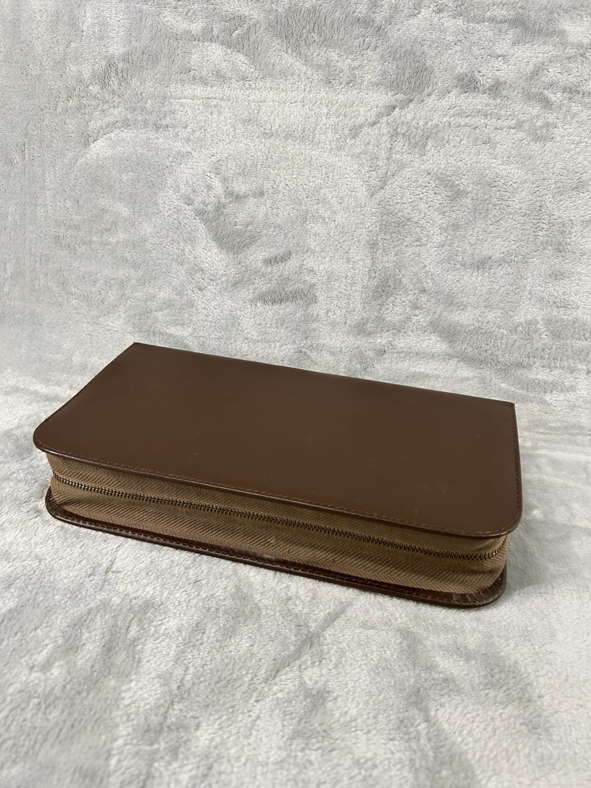 Vintage West Germany Leather Manicure Travel Grooming Kit Zipper Case 1950s