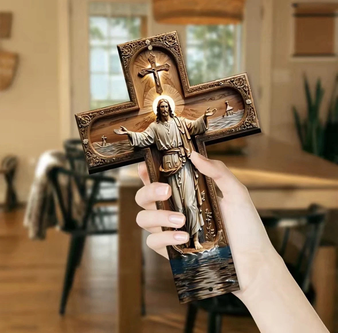 Wooden Jesus Christ Cross Christian Religious Wall Decor Faith Home Church Gift