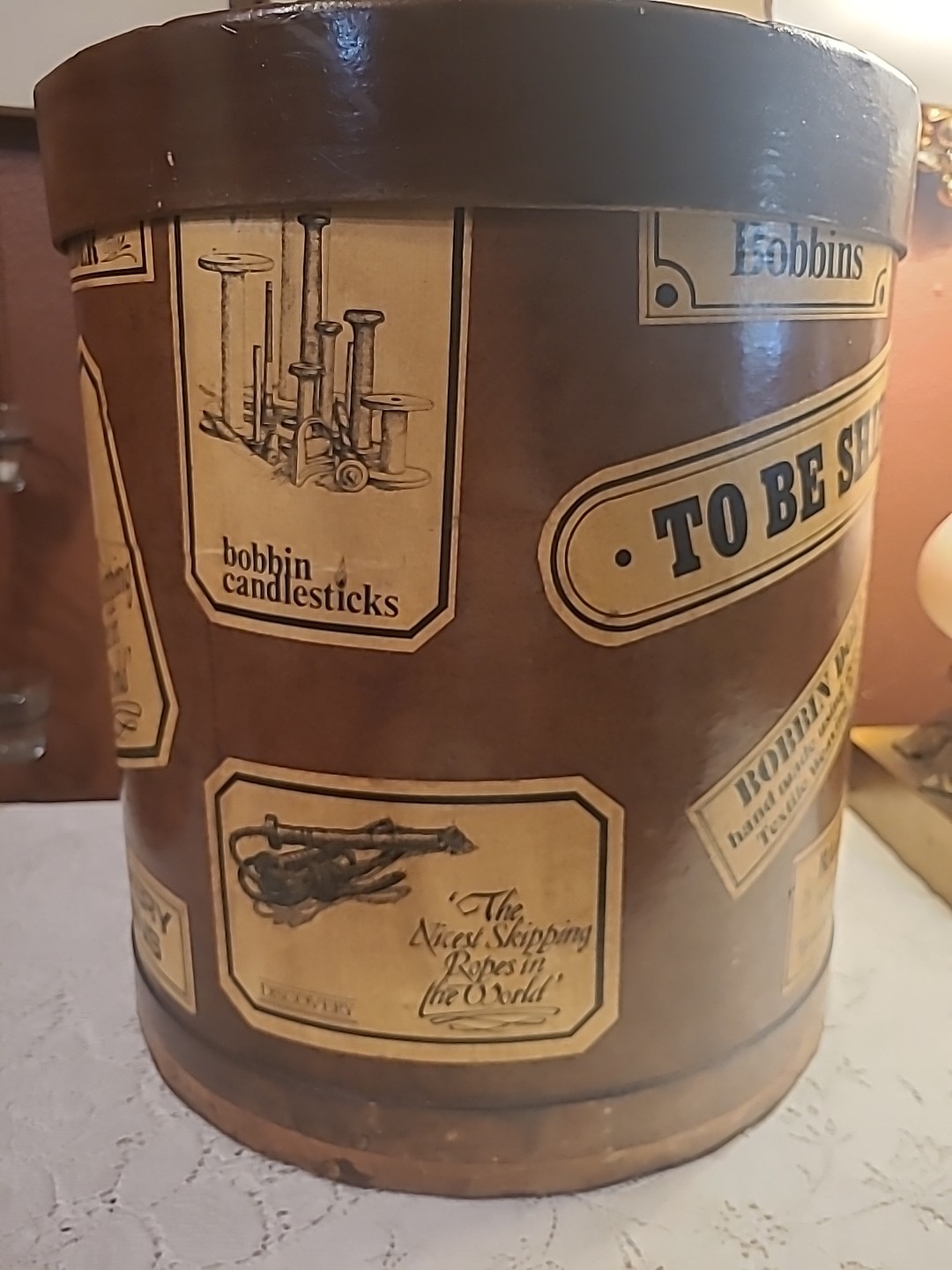 Vtg Large Round Hat Box Sewing Storage Discovery Collection Travel Container