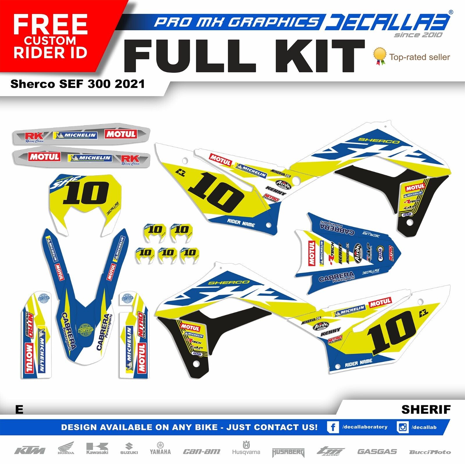 Sherco  SEF 300 2015 WHITE CHROME HOLOGRAPH MX Graphics Kit Stickers Decallab