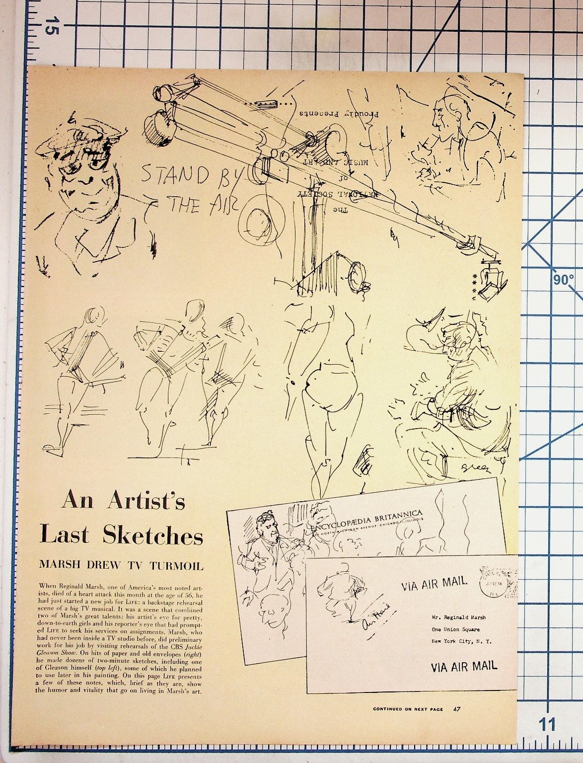 Reginald Marsh LIFE Magazine Article Sketches Nestle Quik Ad 1953 Ephemera