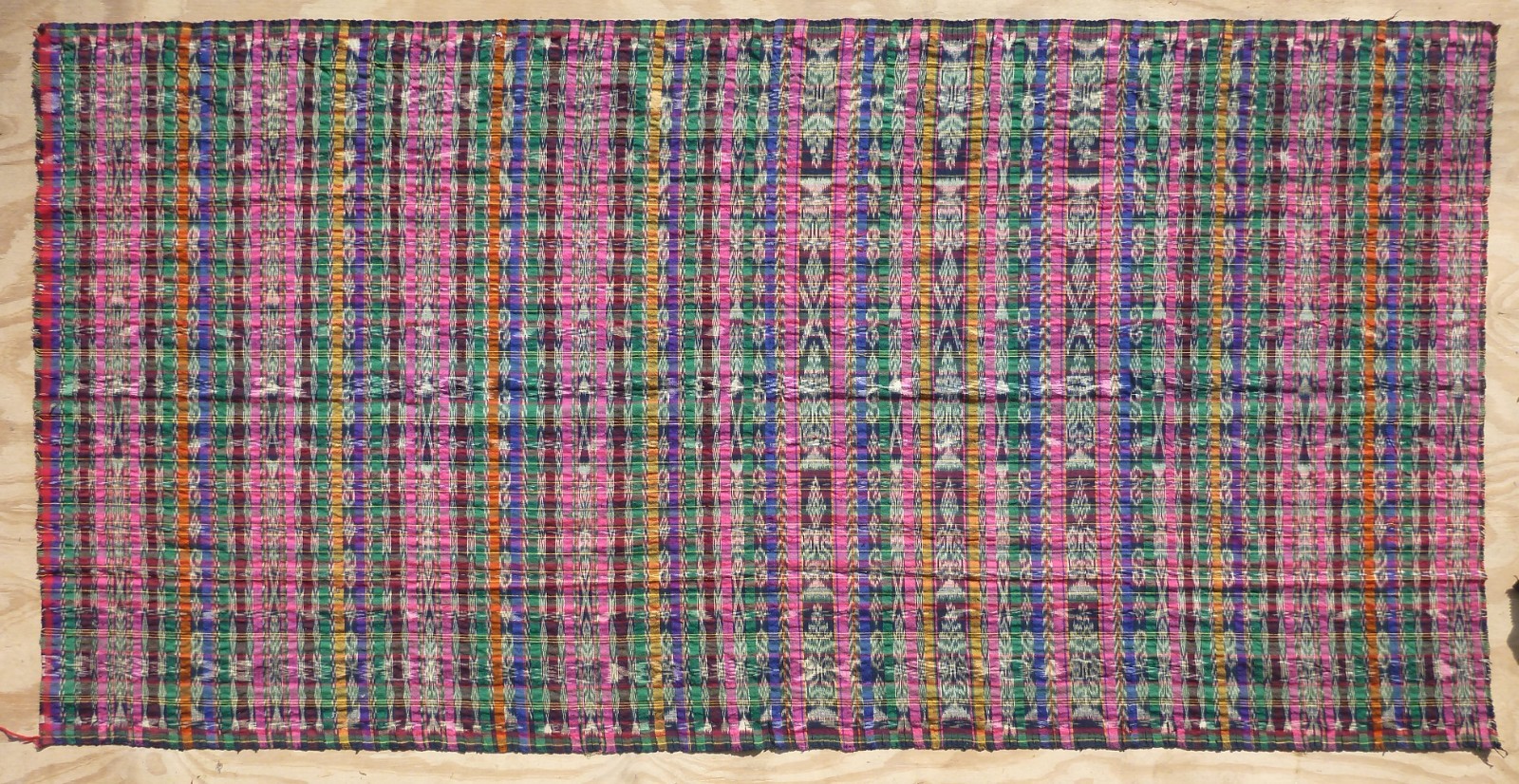 VINTAGE CORTE LOOMED FABRIC EARLY DOUBLE IKAT GUATEMALA HUIPIL TEXTILE EX-MUSEUM
