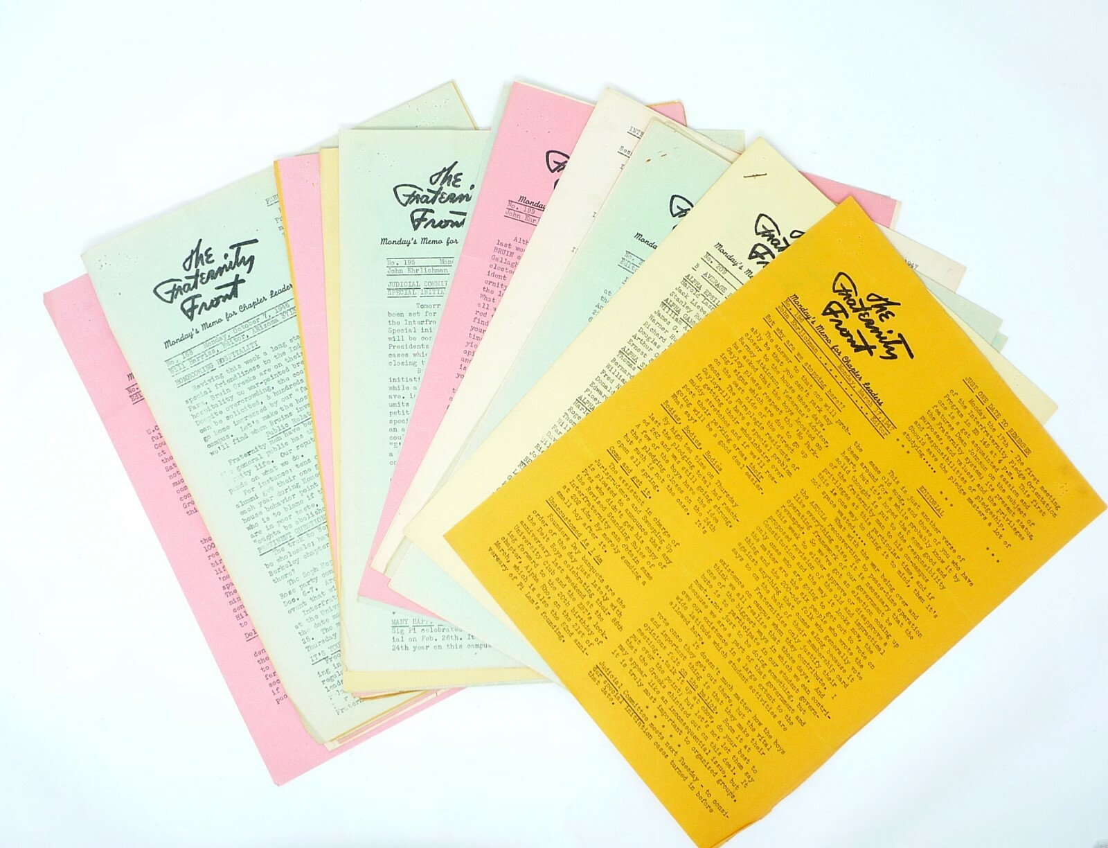 UCLA Fraternity John Erlichman 1947 Set 34 CHAPTER LEADER NEWSLETTERS 