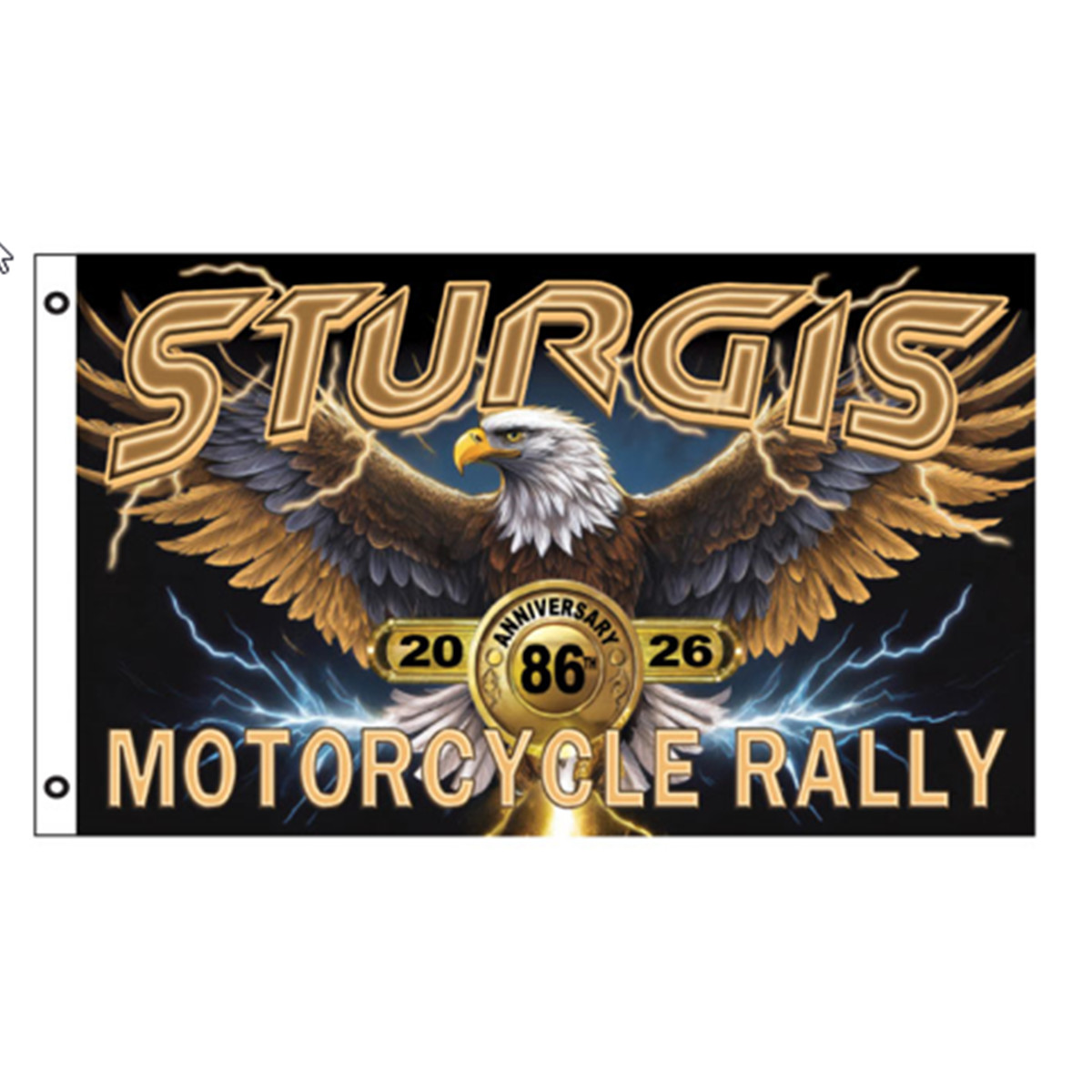 Flag 2026 Sturgis Motorcycle Rally Lightning Eagle