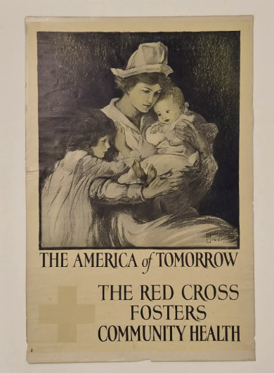 WWI Red Cross Poster Original 1918 Blanche Greer America of Tomorrow Influenza