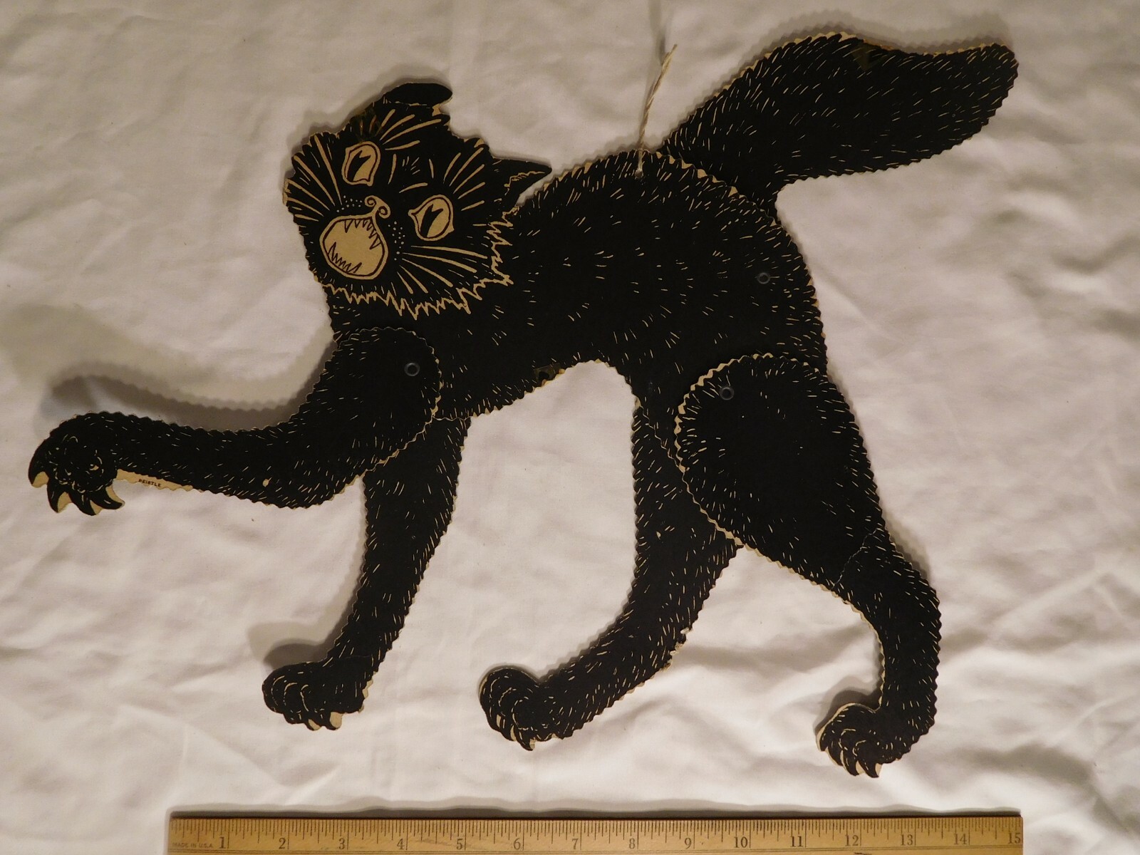 Antique Halloween Jointed Beistle 2-Sided Black Cat Antique Halloween Jointed Beistle 2-Sided Black Cat