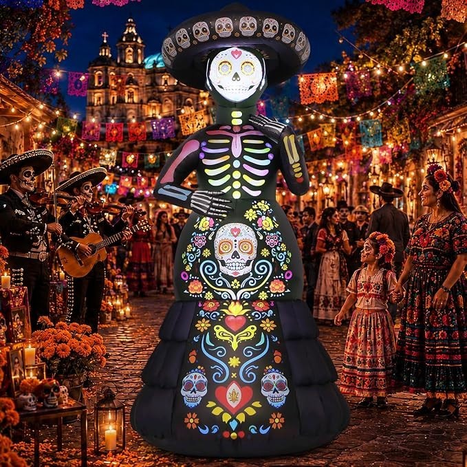7.2FT Halloween Inflatables Outdoor Decorations Ghost Bride Halloween Blow Ups w
