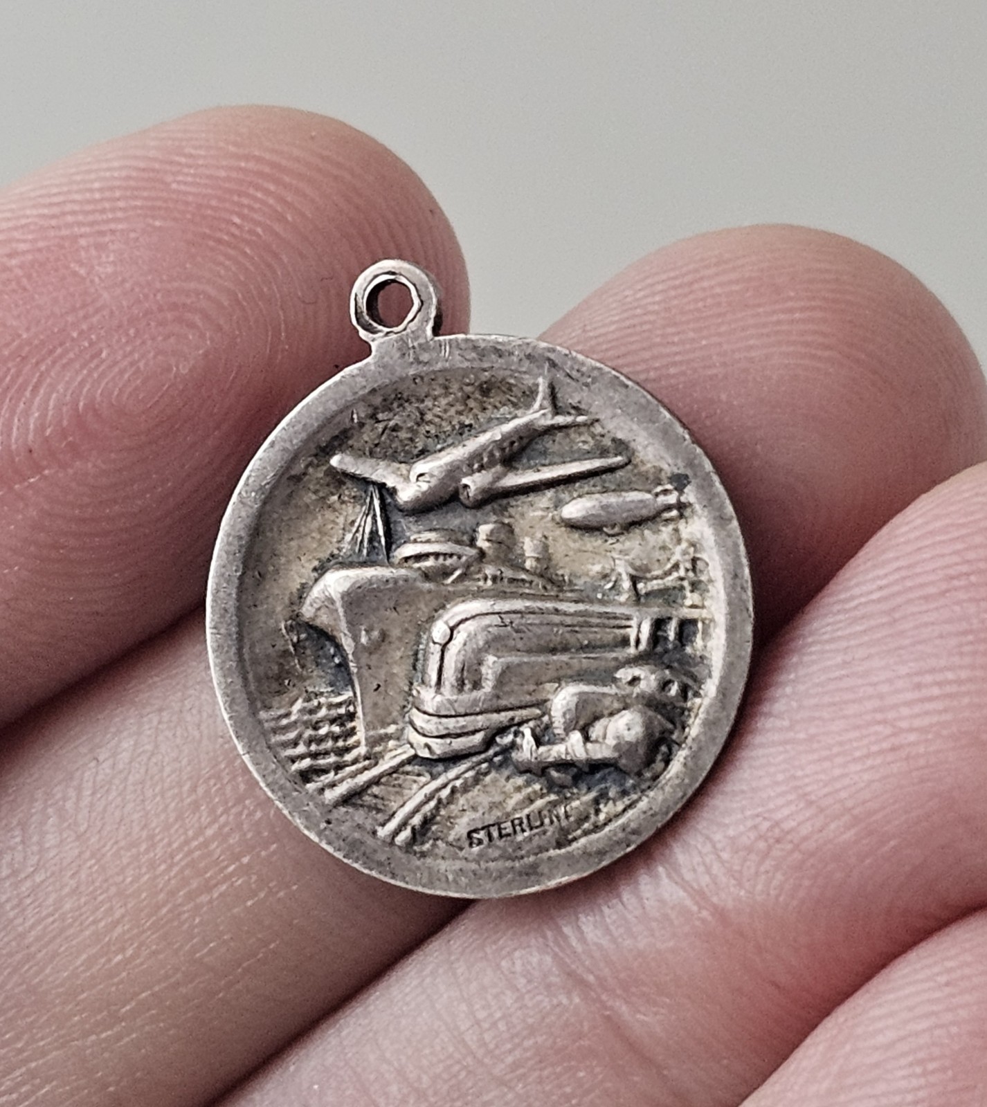 Vintage Sterling Art Deco 1930\'s ST. CHRISTOPHER Medal Planes Trains Automobiles