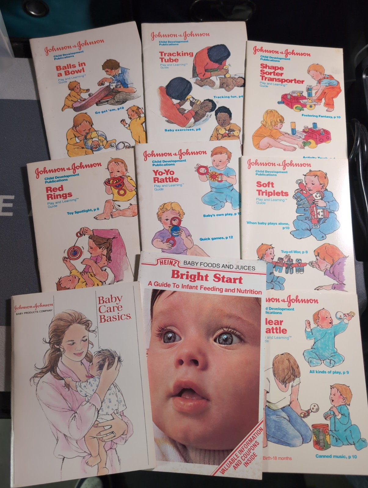 Vintage Lot Johnson & Johnson Child Development Booklets 1980s Red Rings Bowl