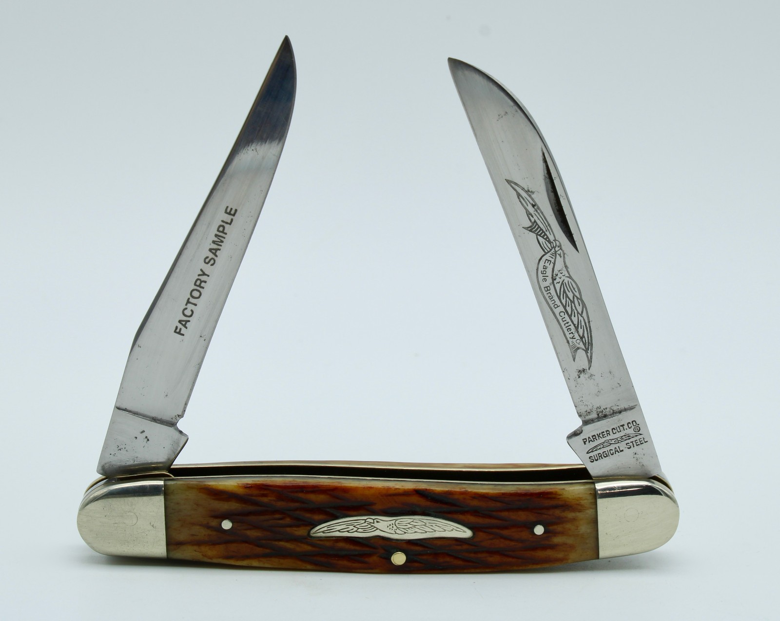 RARE 1980s Parker Cut Co. Japan FACTORY SAMPLE Bone Hawkbaker Muskrat