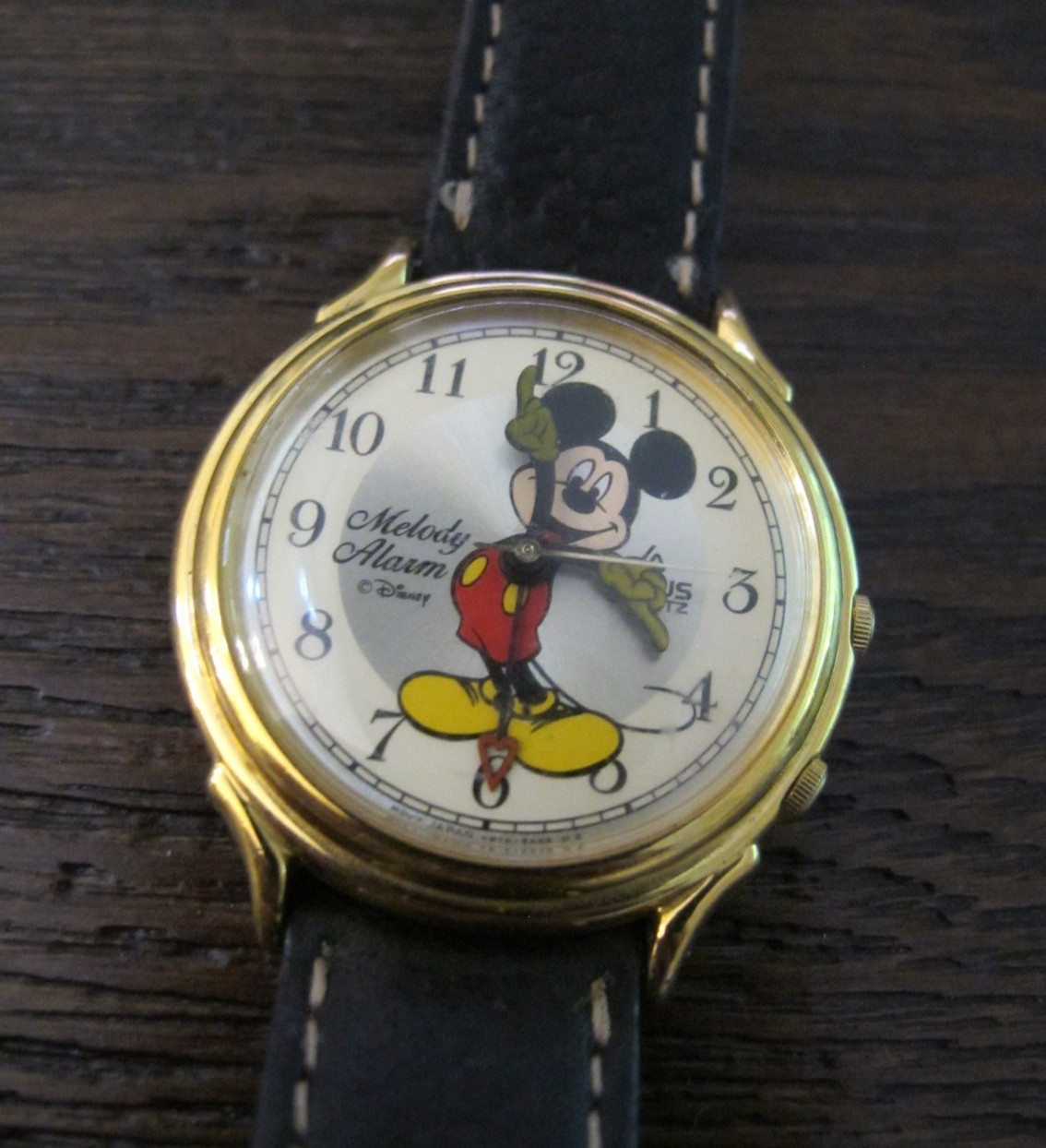Lorus Disney Mickey Mouse Melody Alarm Quartz Watch Brown Strap