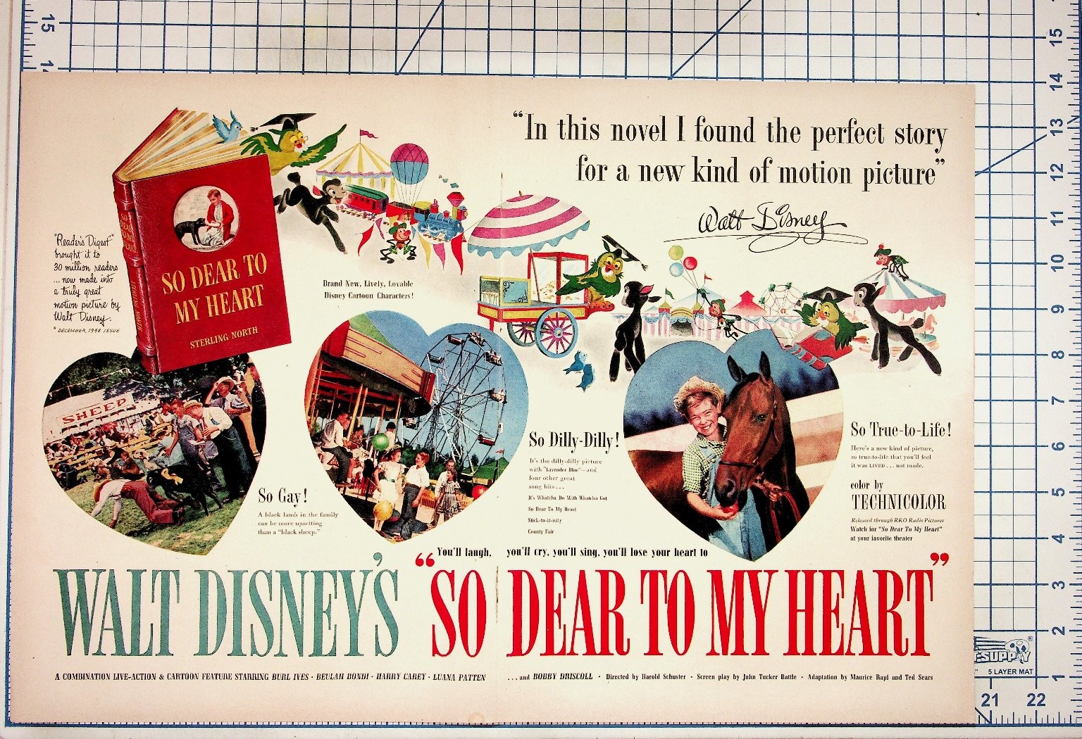 Walt Disney\'s So Dear To My Heart 1948 Movie Ad Technicolor Bobby Driscoll