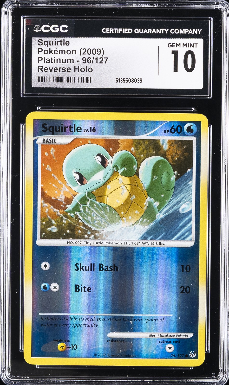 2009 POKEMON PLATINUM REVERSE HOLO #96/127 SQUIRTLE CGC 10 GEM MINT