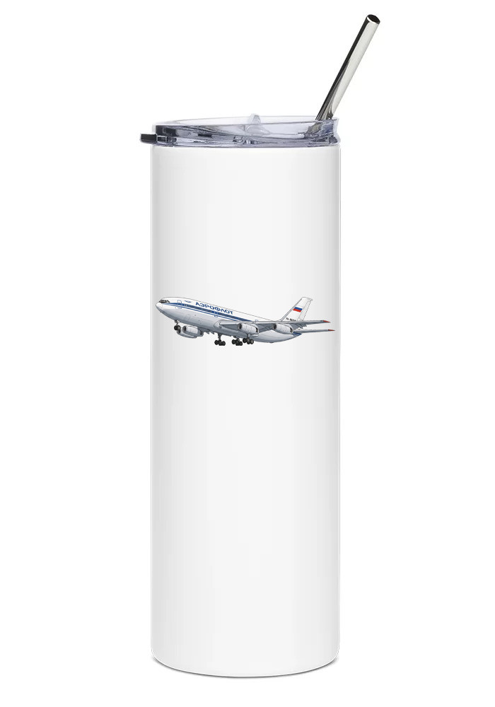 Aeroflot Ilyushin IL-86 Stainless Steel Water Tumbler with straw - 20oz.