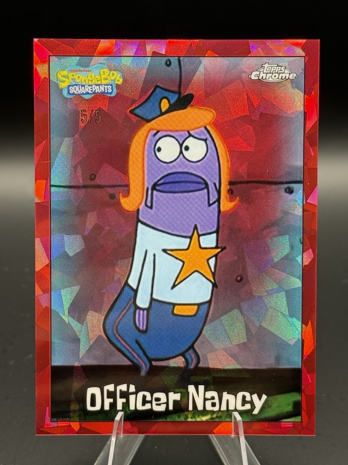 2025 Topps Chrome SpongeBob #158 Officer Nancy Sapphire Red 5/5 BOOKEND