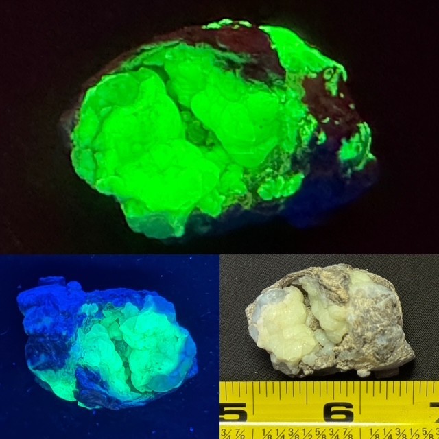 BRILLIANT LW/SW  FLUORESCENT GREEN HYALITE OPAL NODULE,  MEXICO