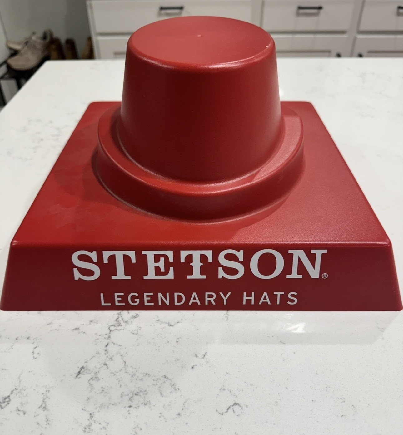 Stetson Cowboy Hat Store Display Red Molded Plastic Stand RARE Legendary Hats