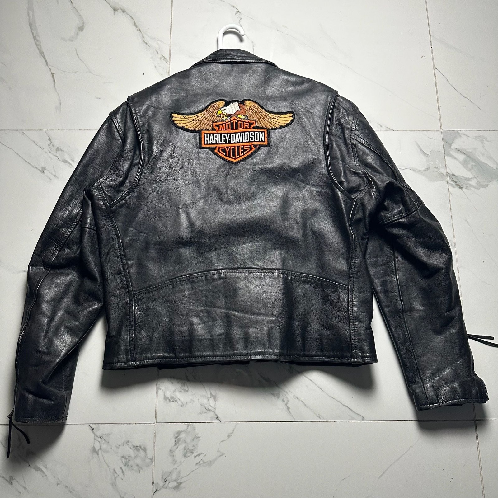 1990s Vintage Unik Harley Davidson PatchLeather Biker Jacket