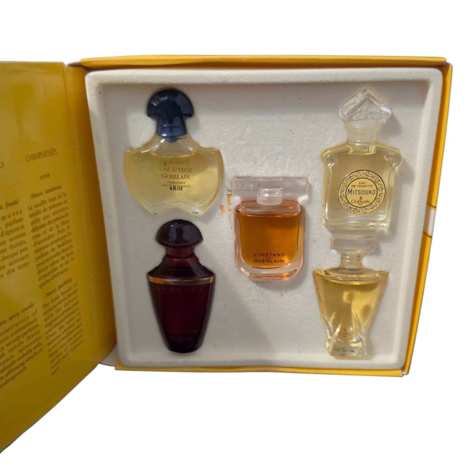 Guerlain Mini Perfume Set 5pc Shalimar Samsara Mitsouko L'Instant Champs Elysees
