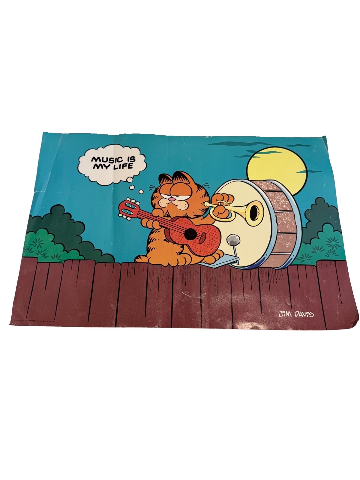 Vintage 1978 Garfield Music Is My Life Poster Jim Davis Argus 143415 USA