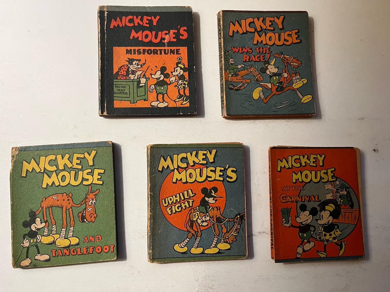 DISNEY MICKEY MOUSE Vintage Wee Books BLB Lot of 5 Tanglefoot Misfortune 1934