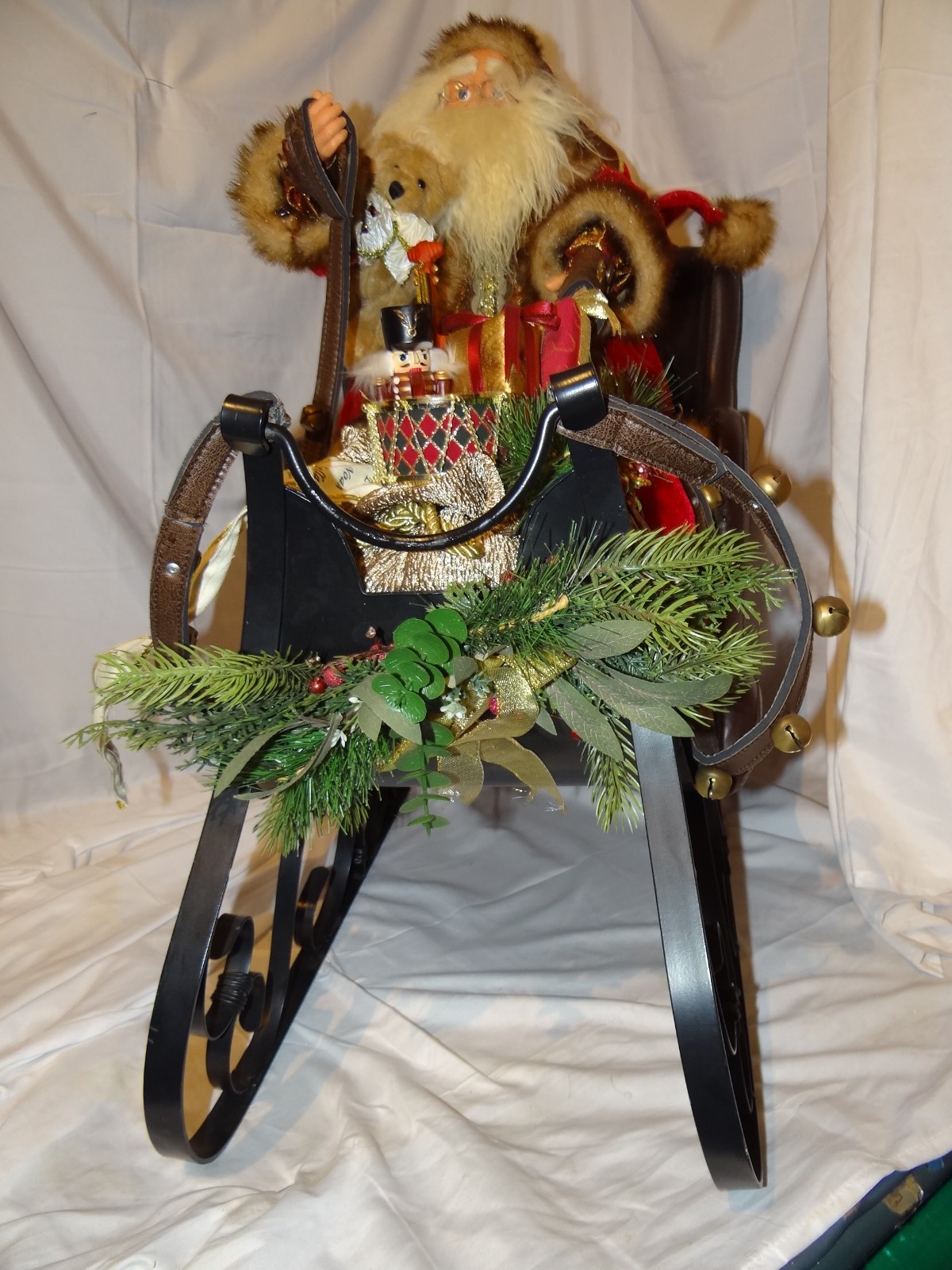 Vintage ULTRA-RARE Very Large Santa Claus FLOOR Figure in Sleigh in EUC