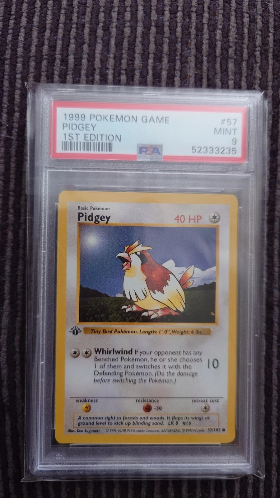Pokemon TCG Shadowless 1st Edition Base Set Pidgey 57/102 PSA 9
