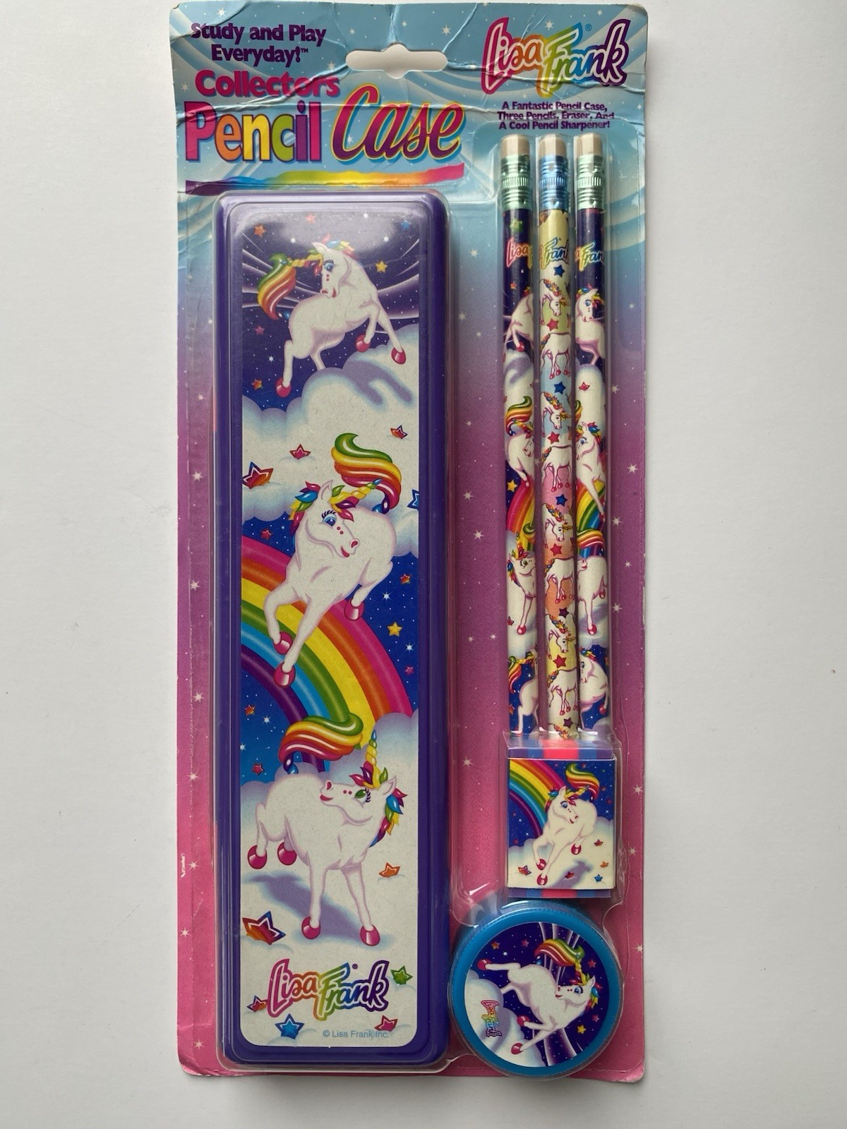 🌈 Vintage Lisa Frank Markie Unicorn Collectors Pencil Case Set 90s NOS🦄
