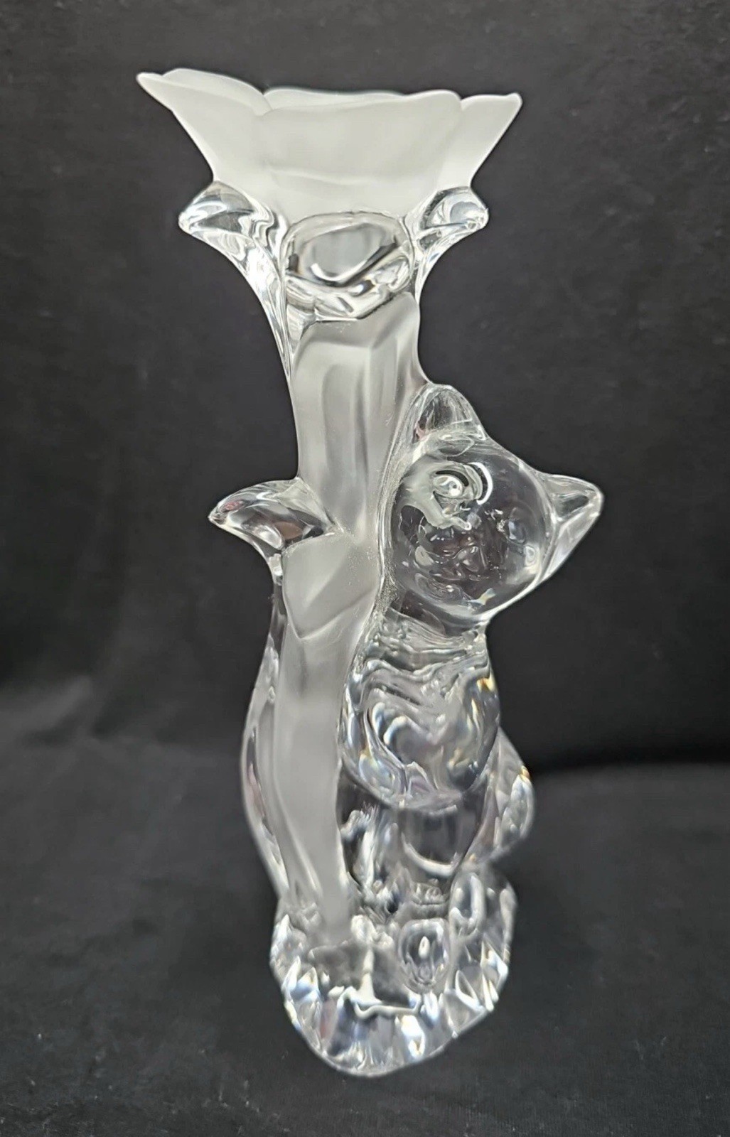 Set Of 2 Lenox Lead Crystal Cat With Flower Germany Candle Holder Beautiful 8