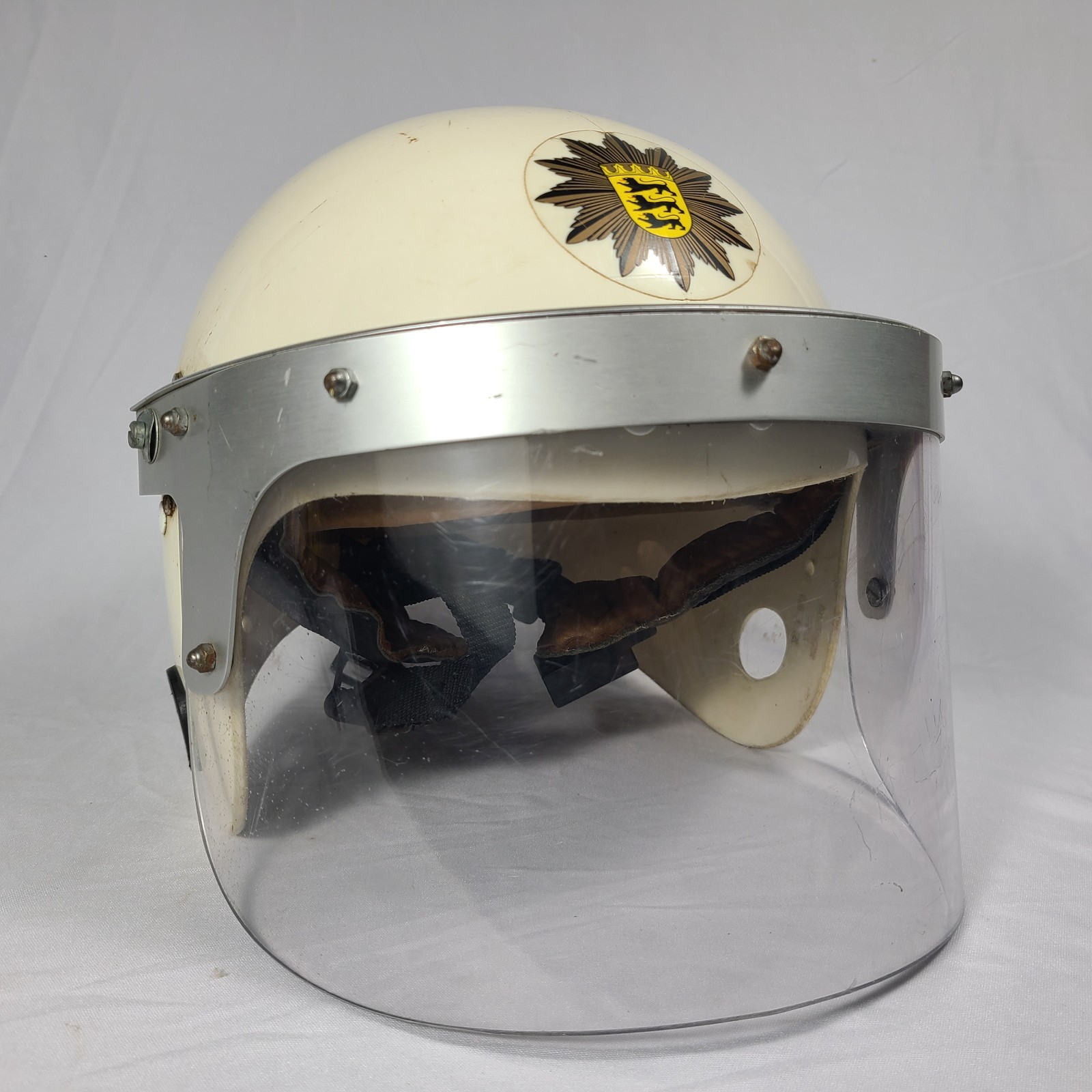 Vintage Romer German Police Riot / Motorcycle Helmet Original Baden-Württemberg