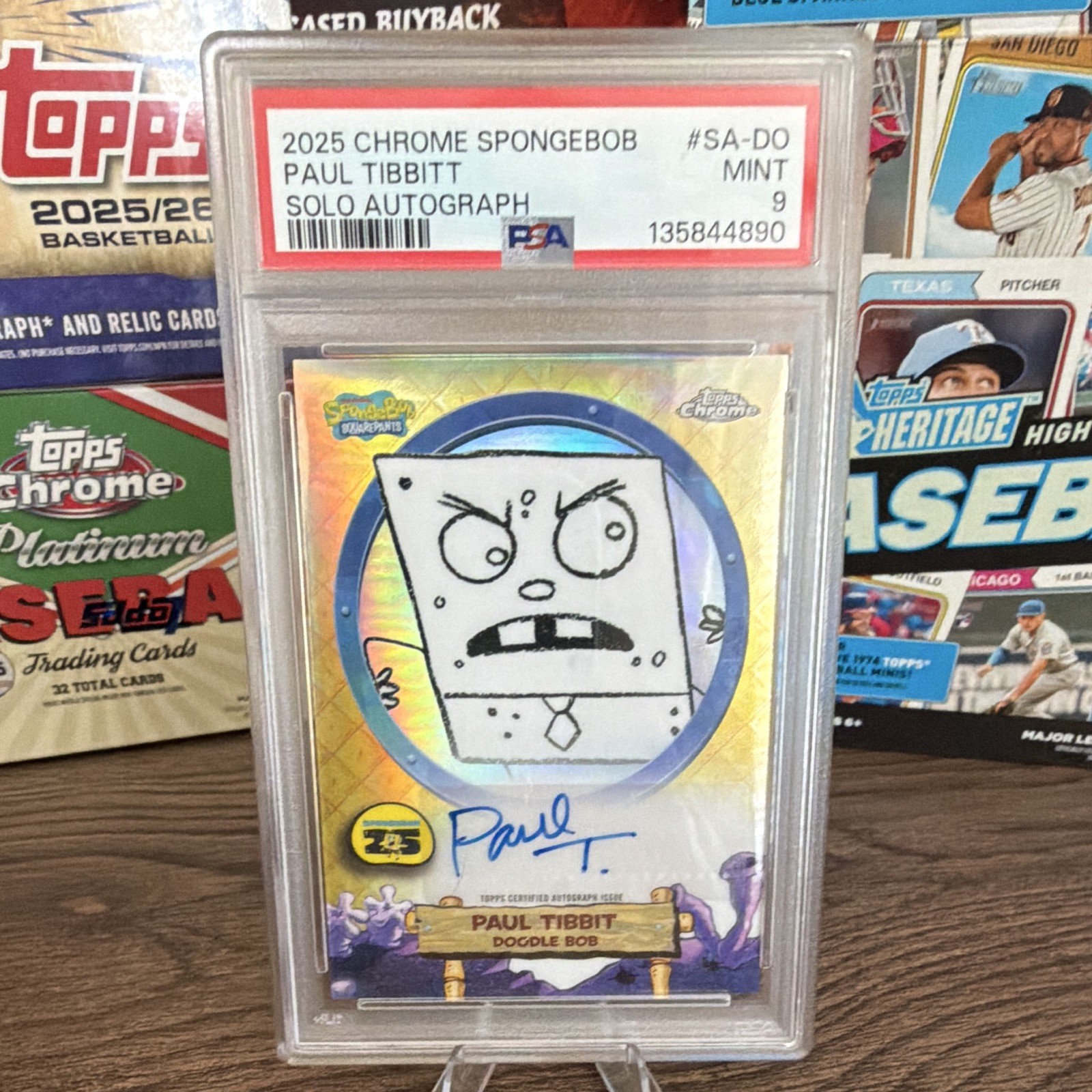 Topps 2025 Chrome SpongeBob Doodle Bob Paul Tibbitt Solo Auto PSA 9 SA-DO