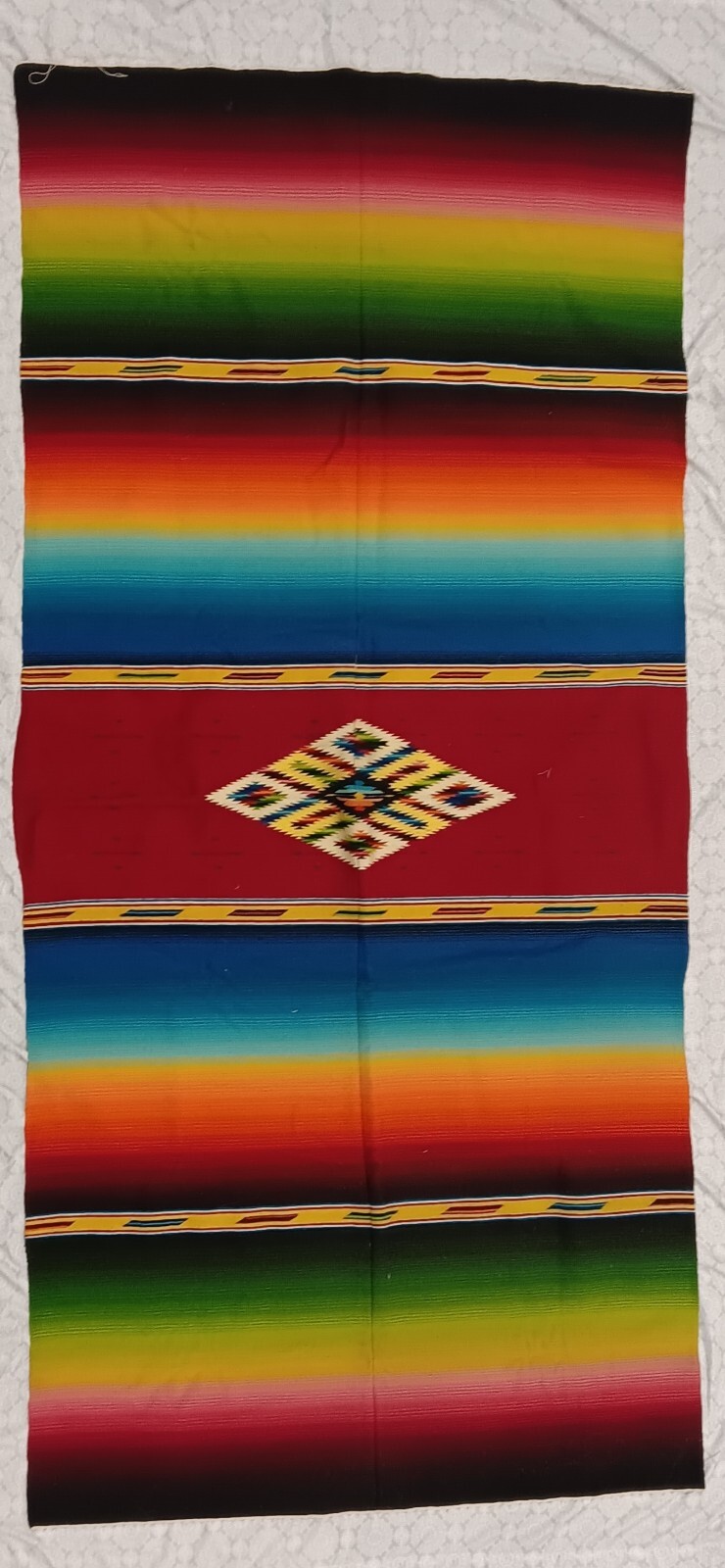 Antique Mexican Serape, Fine Weave, 37' x 80