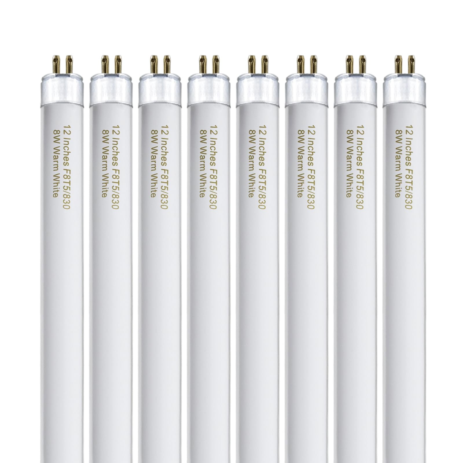 8 Pack F8t5/ww Fluorescent Bulbs Warm White 3000k, 12 Inch Under Cabinet Light