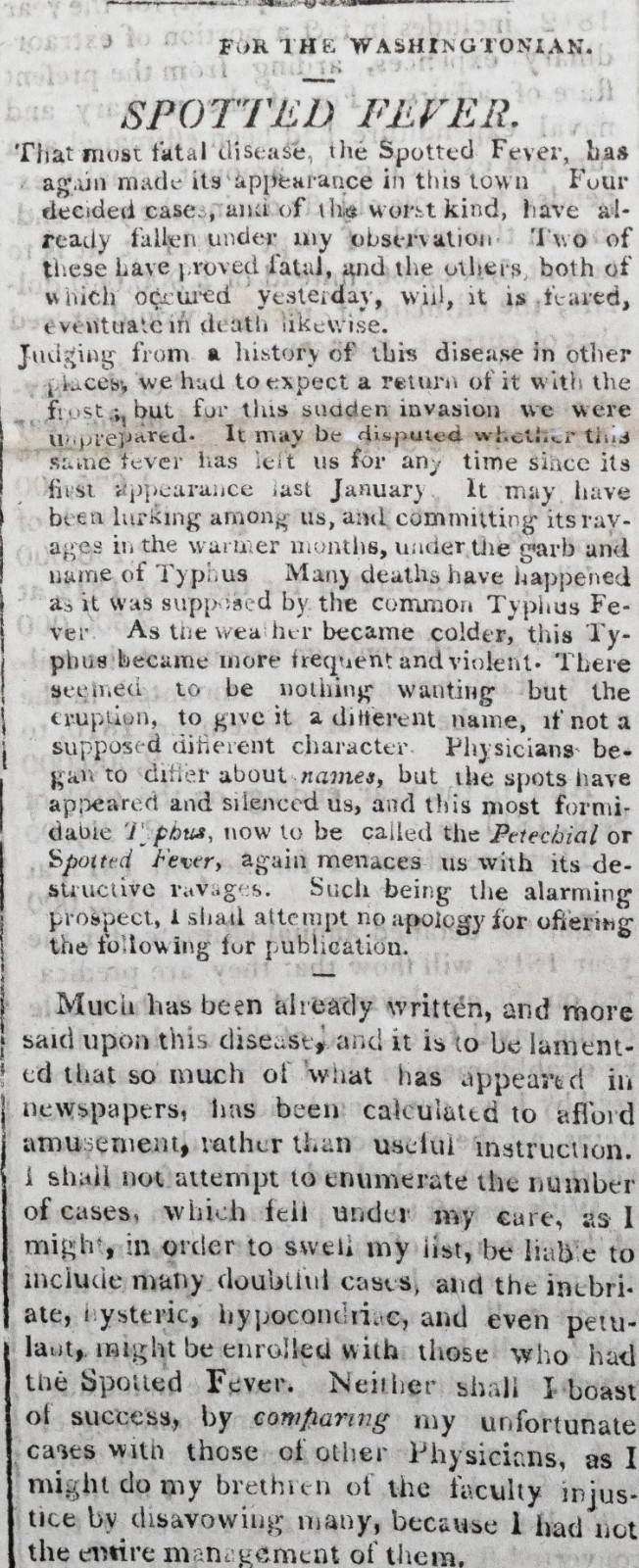 1811 SPOTTED FEVER Epidemic Albert Gallatin Public Debt Venezuela Newspaper VT
